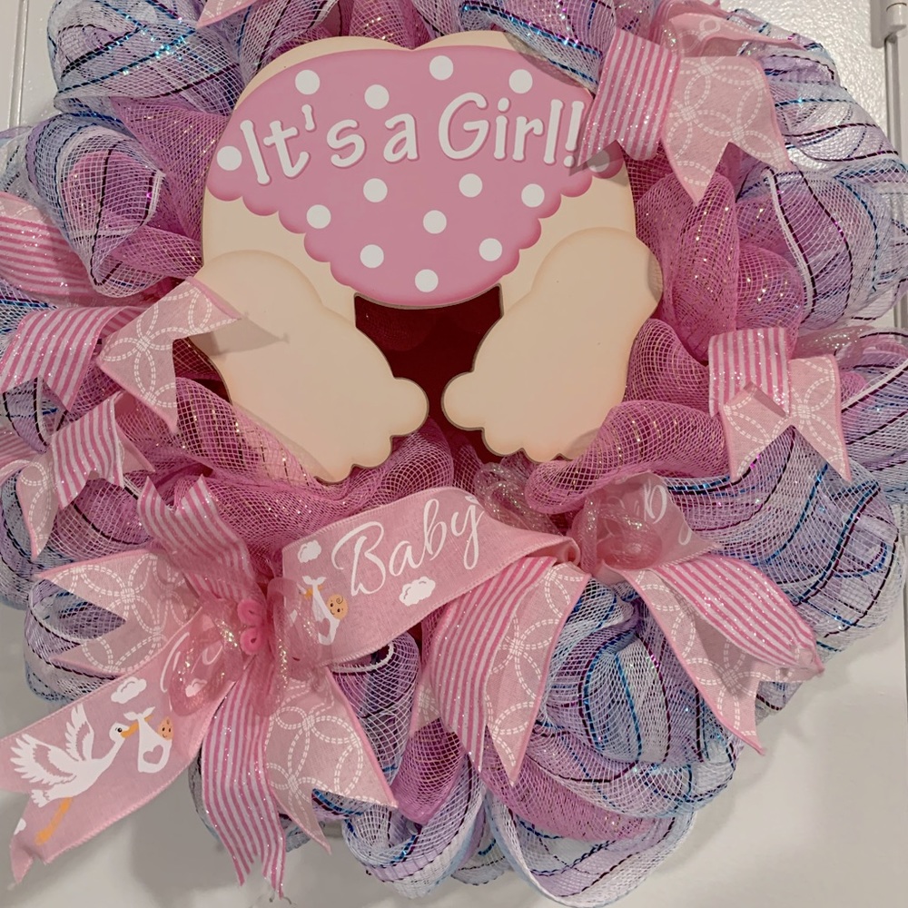 Item42 Baby’s Announcement, Shower, Gender Wreath